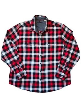 Woolrich 2XL Red Black Buffalo Plaid Flannel Button Down Shirt XXL